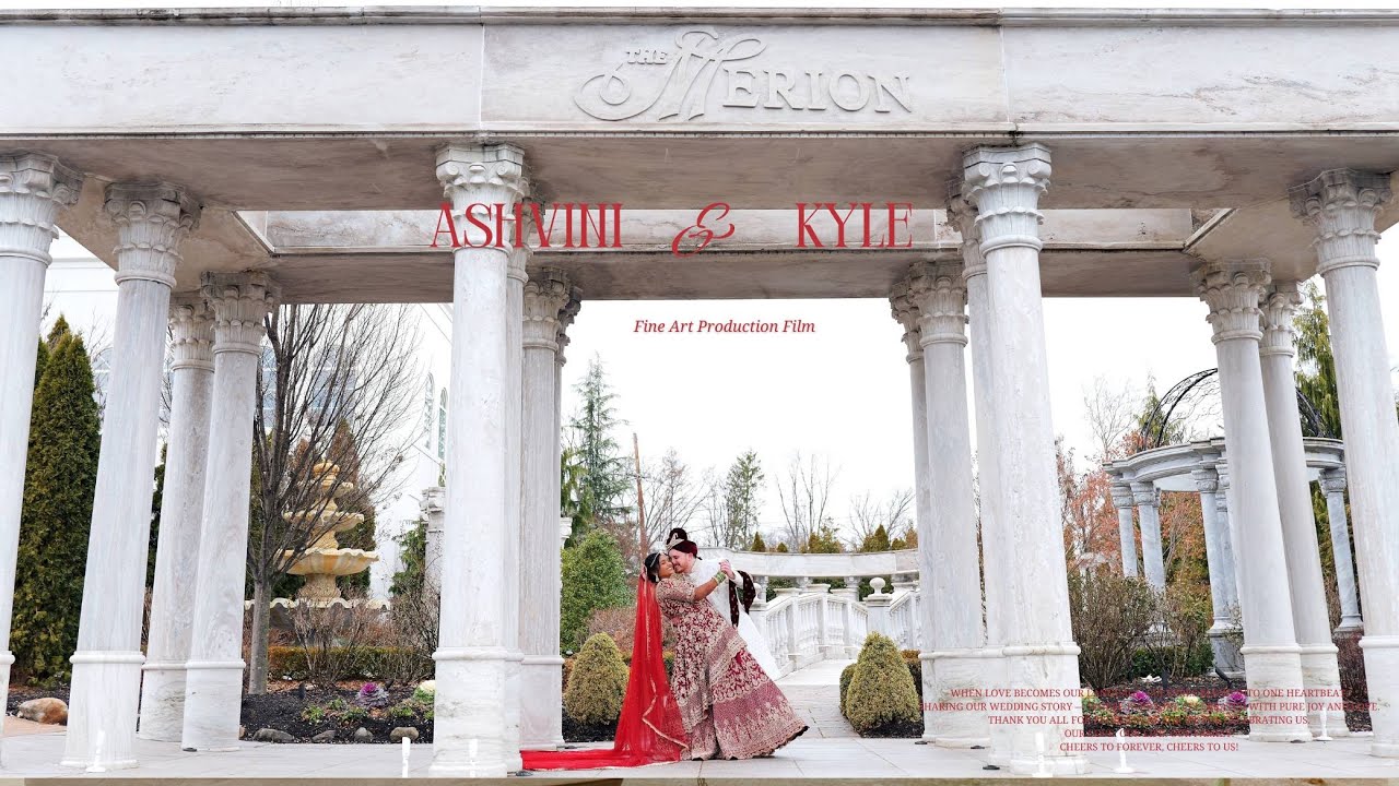 Opening frame of Ashvini and Kyle's wedding film at The Merion